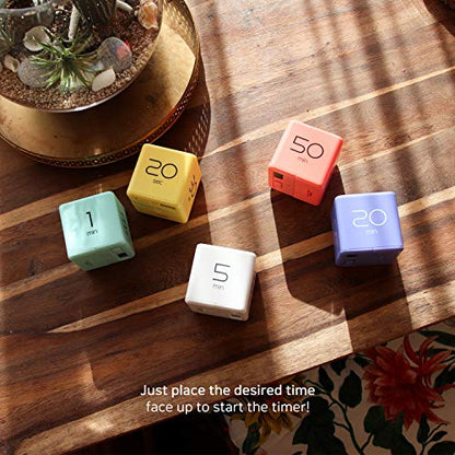mooas Cube Timer, Flip, Block, Productivity, Time Management (White) - color: White