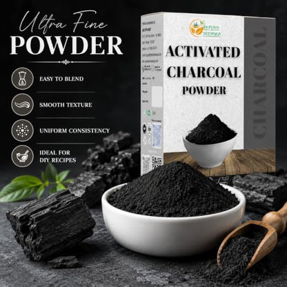 Herbs Botanica Activated Charcoal Powder, Food Grade, 2 oz | Bamboo charcoal powder for baking, soap making, face masks, and DIY skincare.
