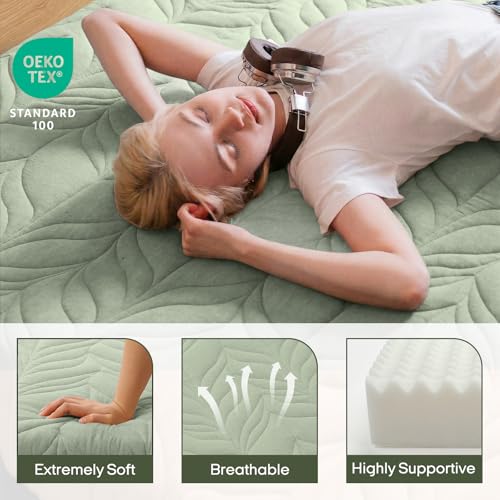 ZonLi Japanese Floor Mattress Futon Mattress Queen Size 6 Inch Thick - color: Green, size: Queen (80"L x 60"W x 6"Th)