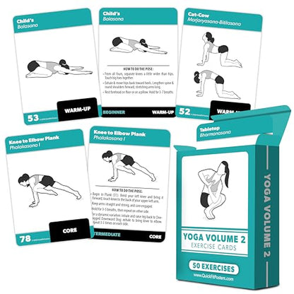 Palace Learning Yoga Pose Exercise Cards Volume 2 - Yoga Positions and Workout Fitness Cards with Over 50 Poses - 2.5" x 3.5"