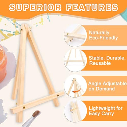 4 Pack 9 Inch Wood Easels, Tripod, Table Top Easels for Painting, Art Crafts Painting Party Easel, Student Tabletop Easels Stand for Painting, Portable Mini Canvas Photo Picture Sign Holder