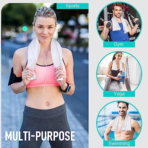 SINLAND Microfiber Gym Towels, Workout Sweat Towel 16x32In - color: Whitex3