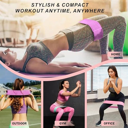 FitTrendz Resistance Bands for Legs and Butt Exercise Bands, Non Slip Elastic Fabric Bands 3 Levels Loop Workout Bands for Women Squat Glute Hip Training, Set of 3 Pack