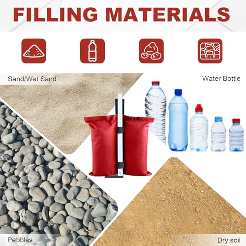 ABCCANOPY Canopy Weights 120 LBS Tent Sand Bags,4-Pack Red(No Sand) - color: Red, size: 120 LBS