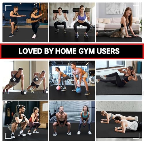 GymCope Extra Large Exercise Mat 10'x6'/9'x6'/8'x6'/7'x5'/6'x4' (8mm) | Thick Workout Mat for Home Gym & Garage Flooring, Shoe-Friendly, High-Density, MMA, HIIT, Weight Lifting, Cardio&Strength - color: 6'x4'x8mm-Black