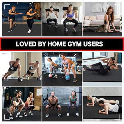 GymCope Extra Large Exercise Mat 10'x6'/9'x6'/8'x6'/7'x5'/6'x4' (8mm) | Thick Workout Mat for Home Gym & Garage Flooring, Shoe-Friendly, High-Density, MMA, HIIT, Weight Lifting, Cardio&Strength - color: 8'x6'x8mm-Black