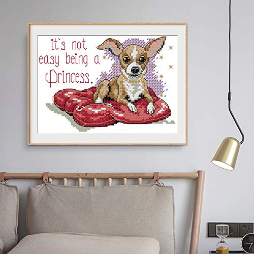 ITSTITCH Stamped Cross Stitch Kits for Beginners Full Range of Cross Stitching Preprinted Pattern for Kids or Adults, DIY Needlepoint Starter Kits (Sitting Dog 10.3x7.9 inch) - color: Sitting Dog 10.3x7.9 inch