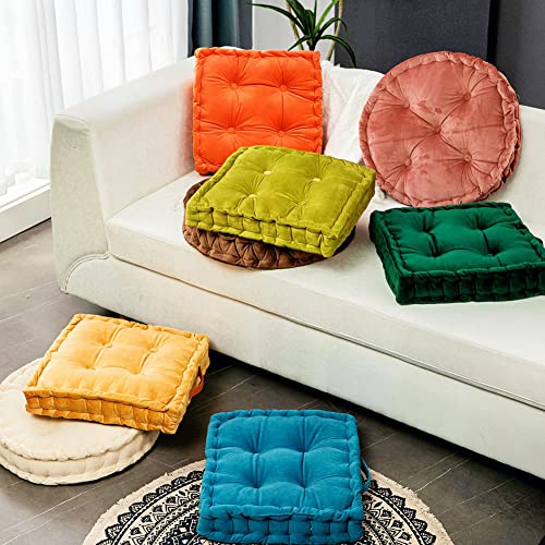 vctops Square Chair Pad Pillow with Handle Super Soft Floor Tatami Seat Cushion Thick Velvet Chair Pads Cushion for Kitchen Dining Office Chair (Rose,17"x17")