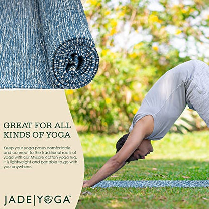 Jade Yoga Organic Cotton Hand Loomed Yoga Mat 72" Indigo - color: Indigo (Blue)