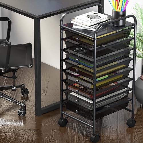 Simple Houseware 8 Drawers Rolling Utility Cart Art Craft Storage, Black - color: Black, size: 8 Drawers