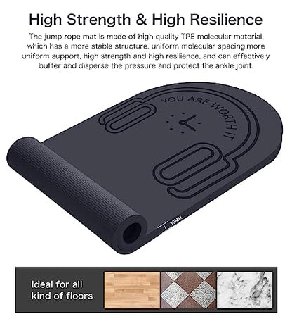 8/20/30mm Jump Rope Mat Fitness Exercise Mat Durable, Non-Slip, Workout Mats with Jump Rope & Carrying Bag for Home Gym Flooring (55"x 24") - color: Gray-30mm