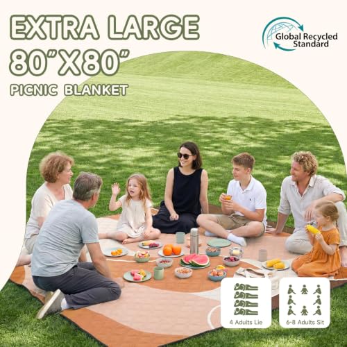 Genovega Waterproof Sandproof Beach Blanket Picnic Outdoor Camp Mat Rug Towel Family Trip Essentials Summer Vacation Must Have Travel Accessories Lake Day Stuff Thing Need Gear Gift Item Gadget - color: Wave Brown