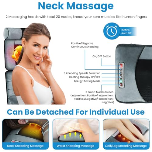 KOCASO Full Body Massage Mat with Heat, Electric Heated Massage Pad Cushion - size: 76x20x6 in