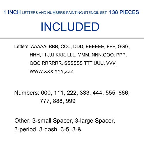 Painting Stencil Set, 1 inch Plastic Letters and Numbers Interlocking Stencil Kit 138 Pieces, Black - size: 1inch