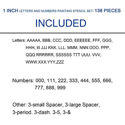 Painting Stencil Set, 1 inch Plastic Letters and Numbers Interlocking Stencil Kit 138 Pieces, Black - size: 1inch