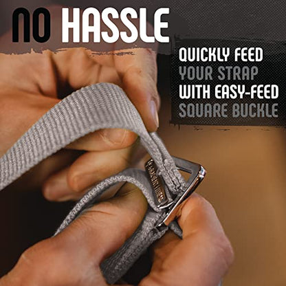 Gradient Fitness Yoga Strap, Friction-Less Easy-Feed Buckle, Super Soft Cotton/Polyester Blend Webbing, Free eGuide. (8 Feet) - color: Grey