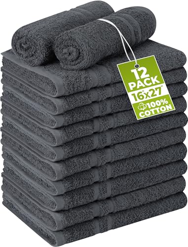 Utopia Towels Bleach Proof Salon Towels, Pack of 12, 16x27 in, Dark Grey - color: Dark Grey, size: 12 Pack