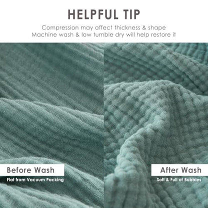 EMME Cotton Muslin King Blanket 4 Layer Ultra Soft Breathable Bed Layering Bedspread Coverlet Breathable Gauze Lightweight (Teal, 108"x90") - color: 01 - Teal, size: King (108" x 90")