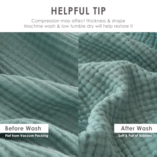 EMME Muslin Cotton Queen Blanket for Bed 90" x 90" Lightweight Breathable Layering Bedspread Gauze Soft Lightweight Airy Teal - color: 01 - Teal, size: Queen (90" x 90")