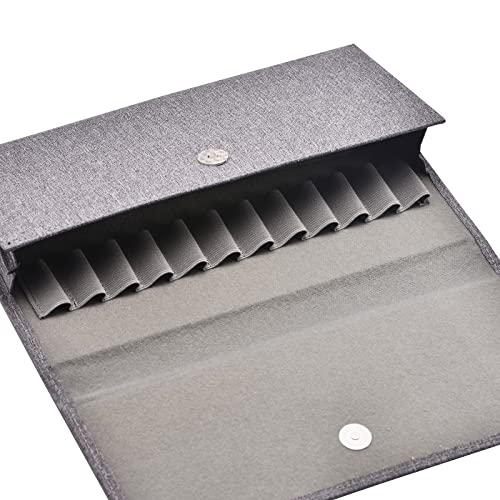 Lanxivi Fountain Pen Case Black Gray Coffee Style PU Leather 48 12 - color: Gray-12 Slot