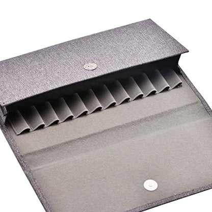 Lanxivi Fountain Pen Case Black Gray Coffee Style PU Leather 48 12 - color: Gray-12 Slot