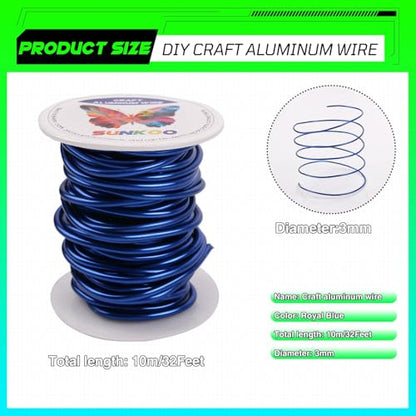 Aluminum Craft Wire,8 Gauge (3mm) Royal Blue Bendable Wire,32 Feet Continuous Roll for Jewelry Making,Sculpting,Floral & Armature Projects - size: 8 Gauge 32FT, style: Royal Blue