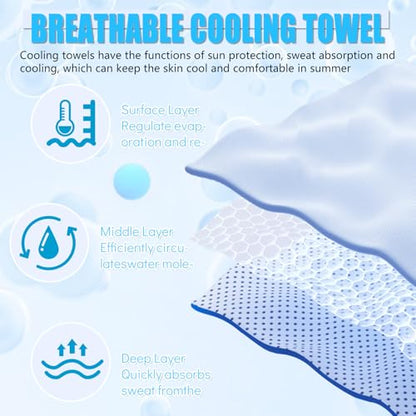 4 Pack Cooling Towels, Soft Breathable Cooling Towels for Neck and Face | Microfiber, Gym, Men, Women, Waterproof Bag, Carabiner, Yoga, Golf, Hiking, Running, athletes, gift, Blue, Green, Pink, Black - color: Light Blue/Royal Blue/Black/Grey