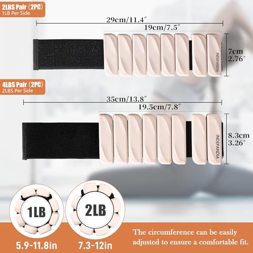 Ankle Wrist Weights for Women 2lbs/4lbs Pairs Adjustable Silicone Weights - color: Beige, size: 4 lbs Pair (2 lb Each)