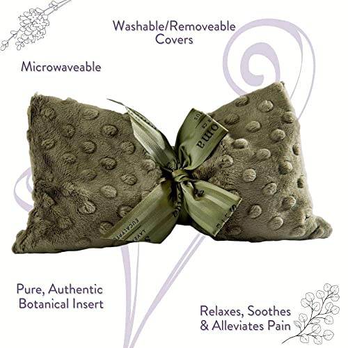 Eucalyptus Spa Mask by Sonoma Lavender, Heatable/Chillable Aromatherapy with Eucalyptus and Lavender Infused Flaxseed Insert, Eye Compress for Stress Relief with Removable and Washable Cover. - color: Green Dot