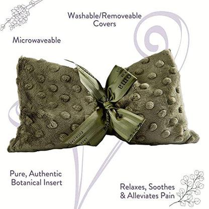 Eucalyptus Spa Mask by Sonoma Lavender, Heatable/Chillable Aromatherapy with Eucalyptus and Lavender Infused Flaxseed Insert, Eye Compress for Stress Relief with Removable and Washable Cover. - color: Green Dot