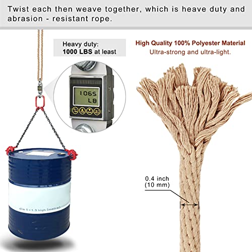 SELEWARE Tree Swing Rope Hammock Tree Straps Hanging Kit, Adjustable Rope Fast & Easy to Hang Hammock Chair Swing for Indoor Outdoor Tree Branch Camping Playground Accessories (Beige1, 40Inch,1 Pack) | Quick Easy Installation, Fits Tree Branches, Beige 1