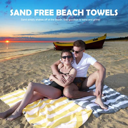 Your Choice Microfiber Beach Towel Sand-Free Quick Dry (67"x35"/60"x30") - color: N-yellow Stripes, size: Extra Large(67x35")