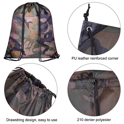 KUUQA 12 Pack Camouflage Drawstring Backpack Bulk String Backpack - color: Camouflage