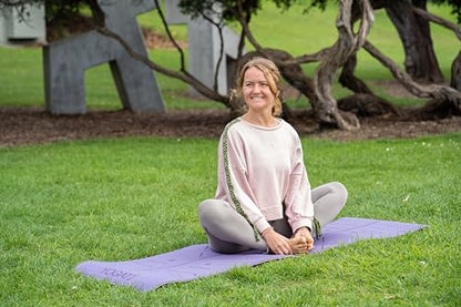 YOGATI® Yoga Mat with Strap with Alignment Lines. Home Workout Mat for Women, Men and Kids. Thick Non Slip Yoga Mat for Pilates and Fitness. Brown, Pink and Purple Yoga Mats - color: Purple
