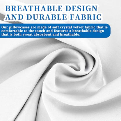 2 Pcs White Neck Bolster Pillow Covers Round Necks Pillowcase Silk Satin Neck Roll Pillowcases Neck Roll Pillow Cover with Zipper Breathable Silky Pillowcases Cylindrical Pillows Cushion (18 x 6 inch)