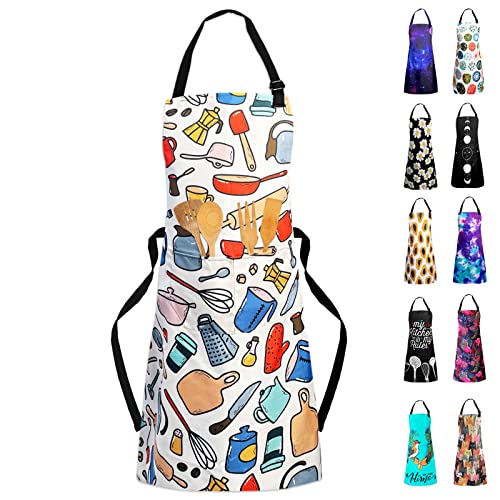 Adjustable Waterproof Apron Bib Apron with 2 Pockets Cooking Kitchen Aprons for Women Men Chef - color: Kitchen Apron