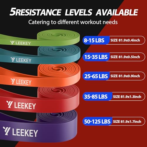 LEEKEY Resistance Bands for Pull Up Assist, Exercise & Workout Bands Set - color: 5-125LB Candy Color