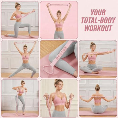 Thigh Trainer for Men & Women,360°Adjustable Pelvic Floor Muscle Trainer, Inner Thigh Exerciser with Massage Ball Set，Resistance Bands for Working Out,Home Fitness Equipment for Hip, Leg, Arm (Pink)