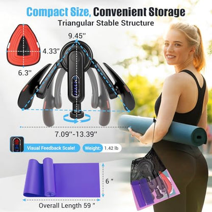 Thigh Trainer for Women, 15-80LB Adjustable Resistance with Resistance Band | Inner Thigh Exerciser for Pelvic Floor Muscle, Shaping, Yoga & Home Fitness, Includes a Storage Pouch and Training Manual