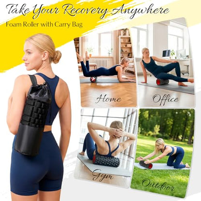 Foam Roller for Deep Tissue Massager Multi Density Massage Roller | Exercise Patented Roller for Muscle Massage & Myofascial Trigger Point Release Back Roller Improves Mobility, Pilates, Yoga - color: Black