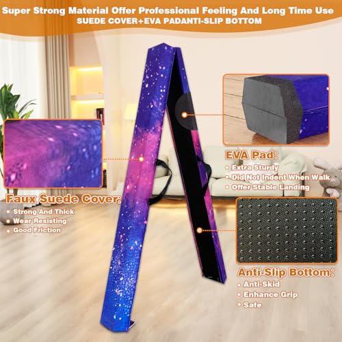 Marfula 6 FT / 8 FT / 9 FT Folding Gymnastics Beam Foam Balance Floor Beam - color: Magic Star, size: 9 Ft