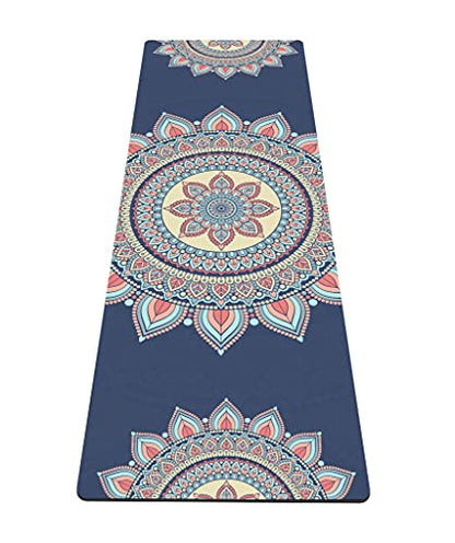 nuveti Yoga Mat Print Extra Thick TPE Non Slip Fitness Exercise Mat with Carrying Bag,72"x24" Extra Thick 6MM Exercise & Workout Mat for Yoga, Pilates Fitness and Floor Exercises - color: Lotus
