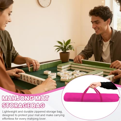 34-Inch Mahjong Mat Bag, Heavy-Duty Canvas Carrying Bag with Center Dual Handles & Smooth Zipper, Fits Mahjong Mat, Racks & Tiles, All-in-One Travel Storage Bag(Pink) - color: Red