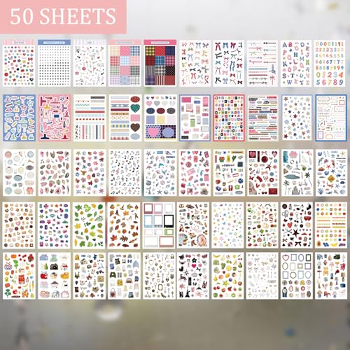 1900+ PCS Vintage Cute Scrapbook Sticker Book, 50 Sheets Retro & Ins Little Object Theme Korean Stickers for Scrapbooking, Art Scrapbook Supplies for Adults Teens Women Girls Junk Journal Journaling - style: Cute Style 2