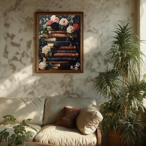 Paint by Numbers Kit for Adults Books, Paint by Number for Adults 16x20 in | Painting by Numbers for Adults, Acrylic Oil Painting, DIY Crafts for Adults, Ideal Gifts for Home Wall Decor, Frameless - color: Books