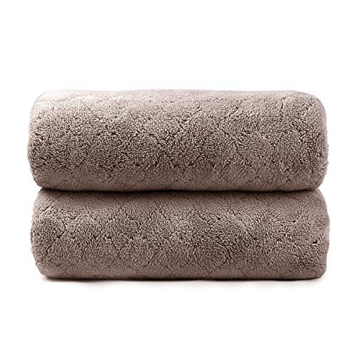 JML Microfiber Bath Towels, 2 Pack, 30 in x 60 in, Chocolate | Hanging Loop, Super Soft, Absorbent, Lint Free, Fade Resistant, Lightweight, Quick Dry, Use for SPA , Sauna, Salon Hair Wrap - color: Chocolate, size: 2 Pack (30 in x 60 in)