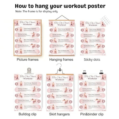 Tai Chi Chair Workout Chart Poster Set, 6-Piece Canvas Prints, Seated Chair Tai Chi Exercises for Seniors & Beginners, 30-Day Workout Charts, Easy-to-Read Wall Art | Unframed (8" L x 10" W) - size: 8"L x 10"W
