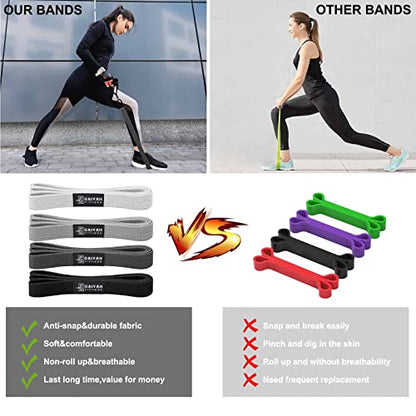 76 Inch Extra Long Fabric Resistance Band with Workout Guide for Men & Women, Non-Slip,up to 150 LBS for Strength Training, Pull-Up Assist, Yoga & Physical Therapy - color: White/Gray/Dark Gray/Black