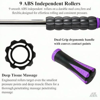 Muscle Roller Deep Tissue Massage Stick Cellulite Roller Fascia Blaster Lymphatic Drainage Massager for Muscle Soreness Tightness Physical Therapy(Purple Black) - color: Purple Black