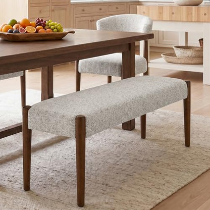 Usaint 42" End of Bed Bench with Wood Legs, Light Brown with Walnut Leg - color: Light Brown With Walnut Leg